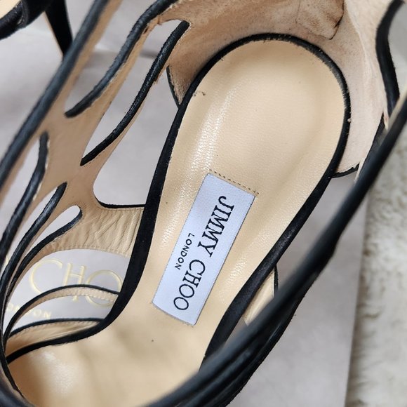 NWT Jimmy Choo Ren85 Suede Cut-out Heeled Sandals - Picture 2 of 14